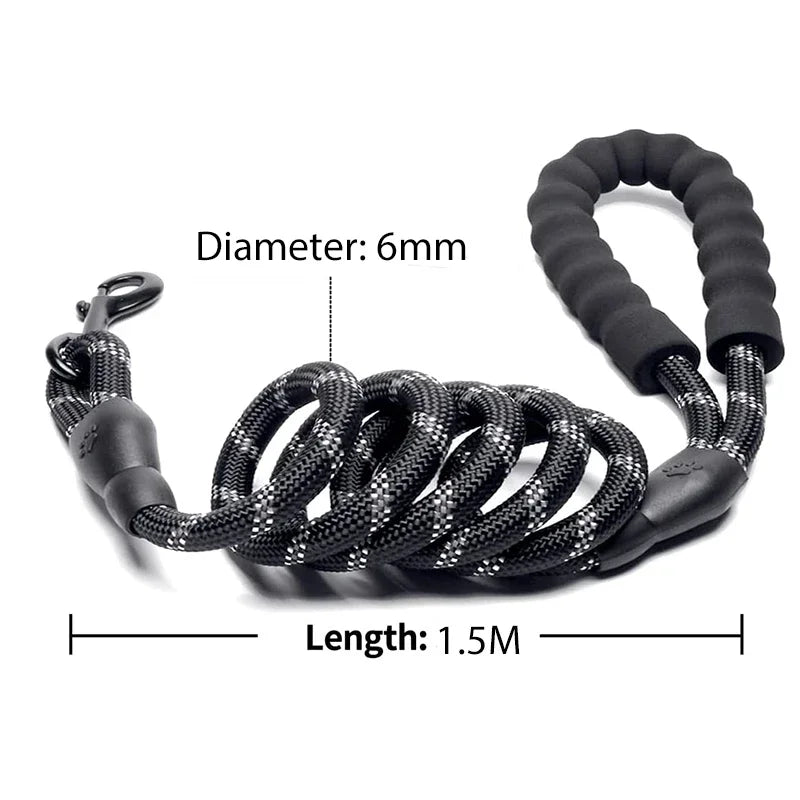 Happy Canine™ Strong Reflective Dog Leash – Durable Pet Leash for Small, Medium, and Large Dogs