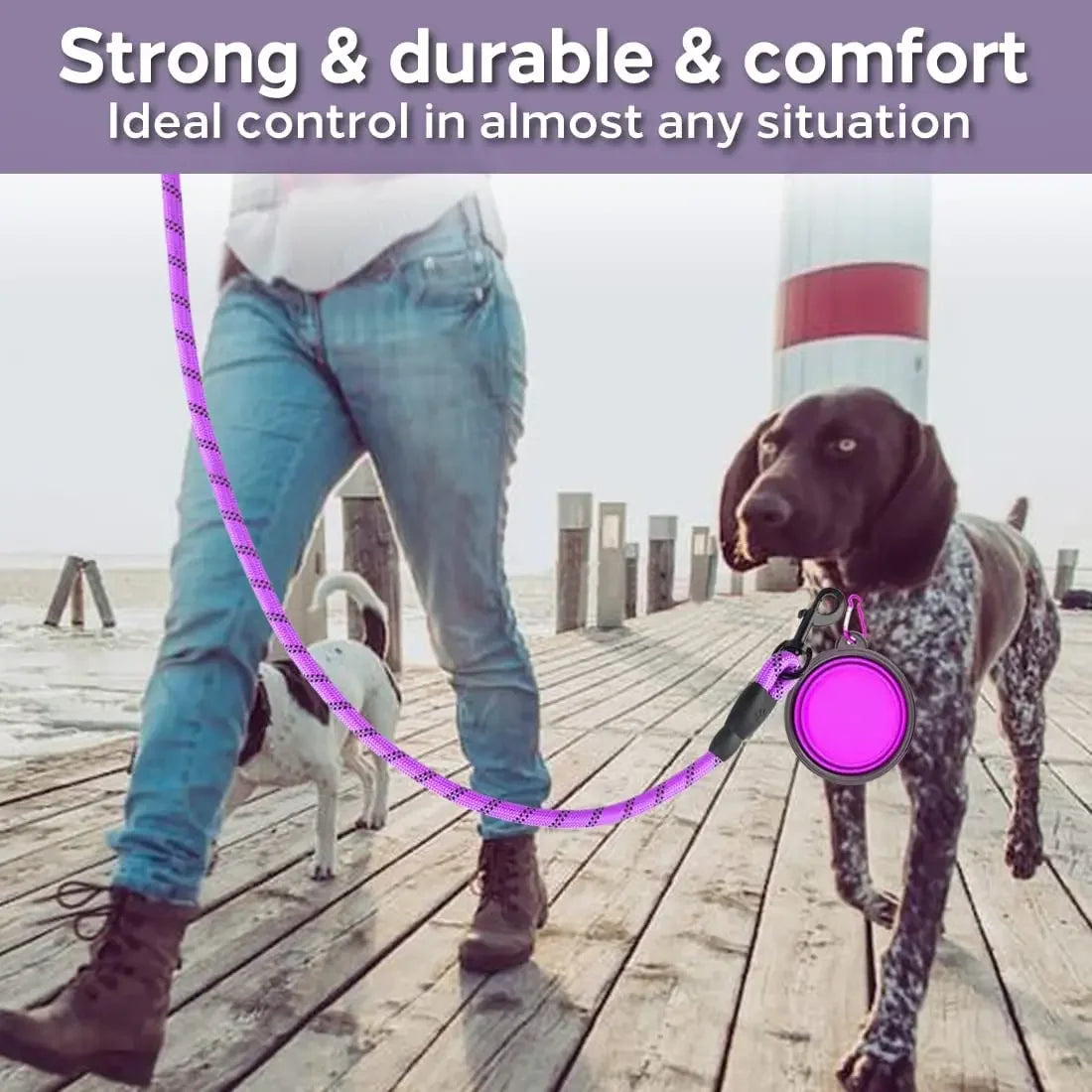 Happy Canine™ Strong Reflective Dog Leash – Durable Pet Leash for Small, Medium, and Large Dogs