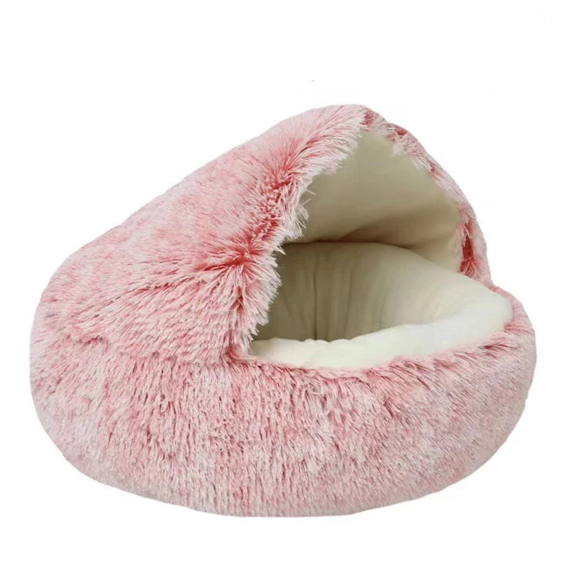 Happy Canine™ Cave Bed – Soft Plush Pet Mattress with Cover, Round Sleeping Nest Cave for Small Dogs & Kittens