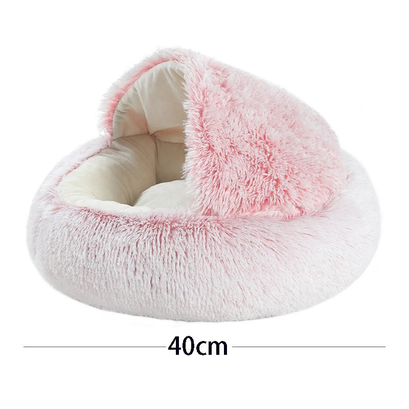 Happy Canine™ Cave Bed – Soft Plush Pet Mattress with Cover, Round Sleeping Nest Cave for Small Dogs & Kittens