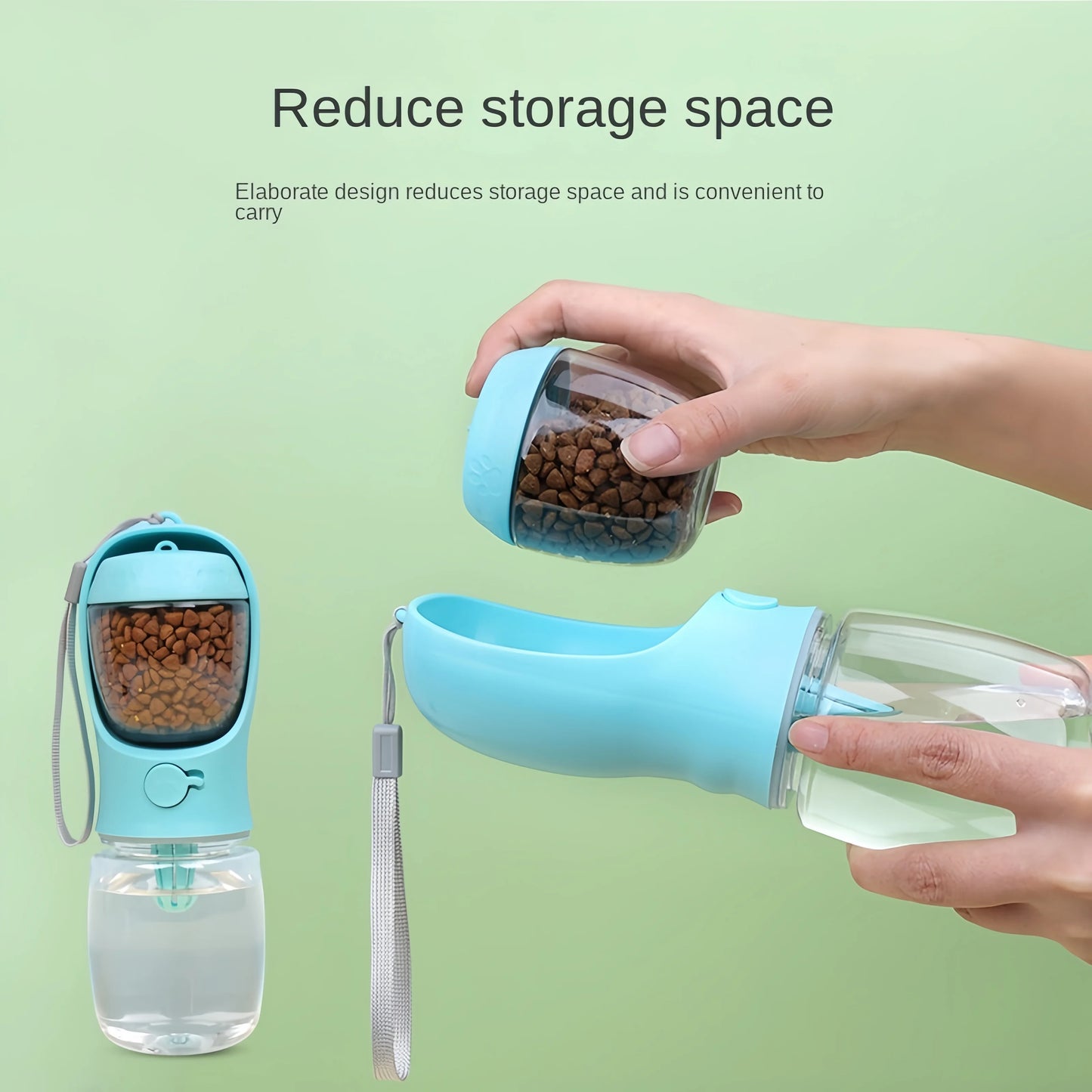 Happy Canine™ Portable Water Bottle with Food Storage - Travel Pet Feeder Bowl for Dogs and Cats