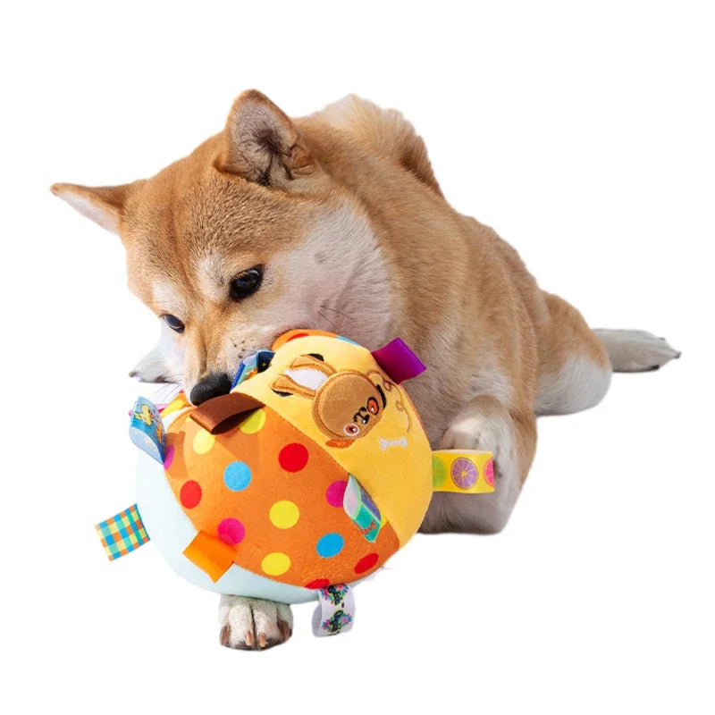 Happy Canine™ Interactive Ball Toy for Aggressive Chewers - Training, Decompression, Bite-Resistant Dog Toy with Handle and Bells